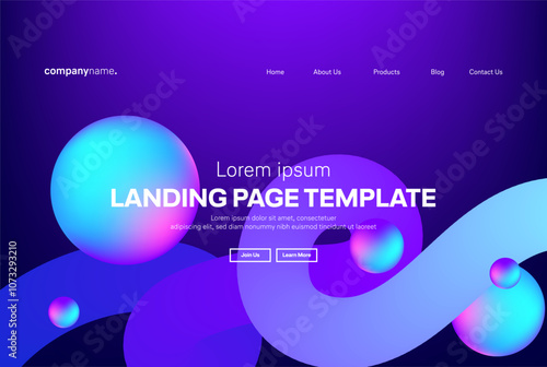 Abstract modern technology Landing page template, flowing line digital technology, smooth particle wave, big data techno design concept background wallpaper, Annual reports, flyer, poster, cover. EPS 
