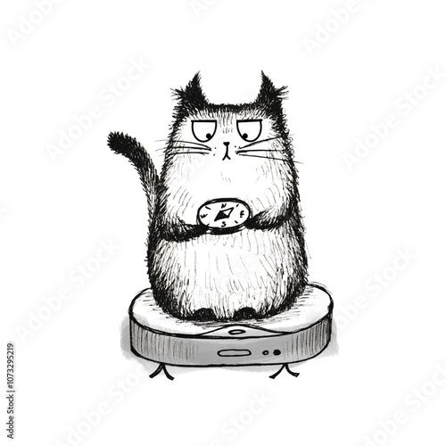 Hand drawn illustration sketch of funny cats on white background