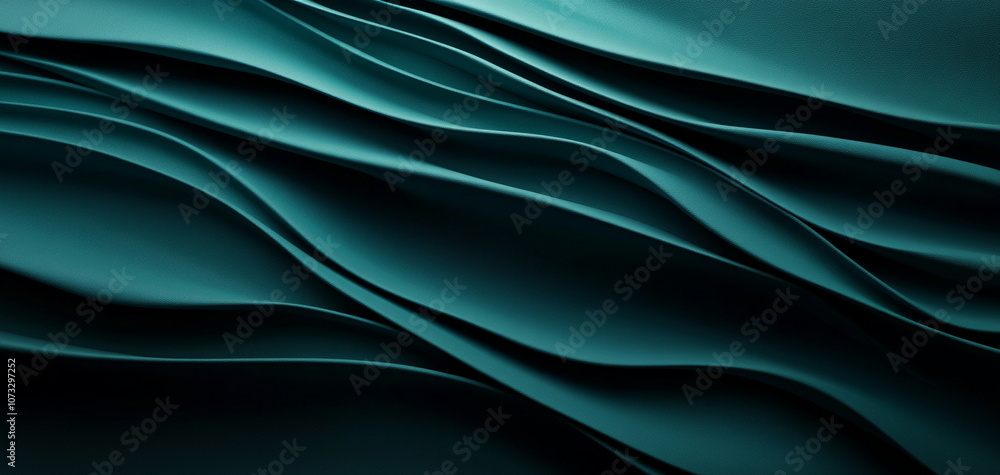 Obraz premium Abstract wavy texture in shades of teal, ideal for backgrounds and modern designs.