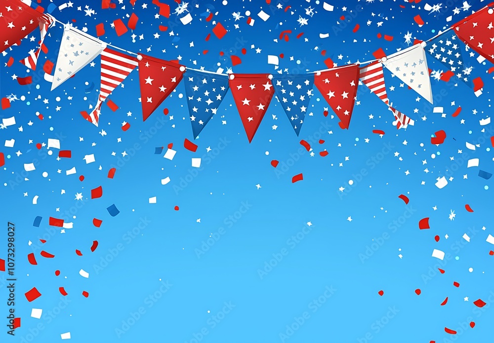 Obraz premium Red, white, and blue bunting against the sky background