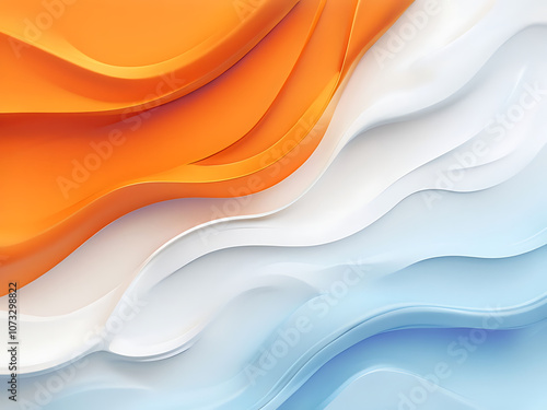 Flow of harmony: vibrant wave abstract, wave symphony: a dance of colors - Abstract orange, white, and blue background with waves