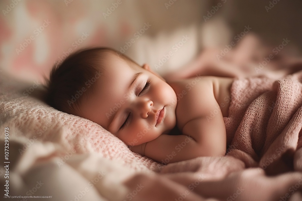 Sweet baby sleeping peacefully in a cozy crib during a sunny afternoon at home Sweet baby sleeping peacefully in a cozy crib during a sunny afternoon at home
