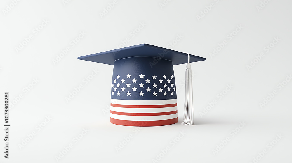custom made wallpaper toronto digitalAmerican Flag Themed Graduation Cap on Plain Background