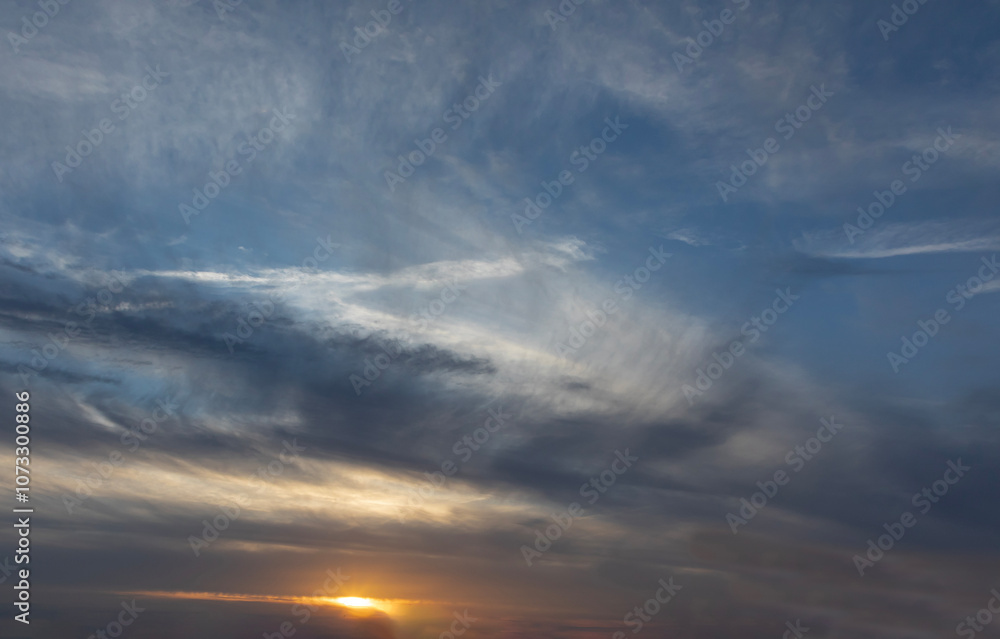 autuminal sky at sunset with wispy clouds in France autuminal sky at sunset with wispy clouds in France