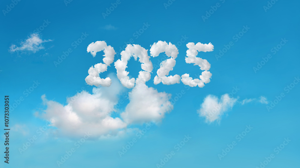 2025 year in blue sky of white clouds 2025 year in blue sky of white clouds