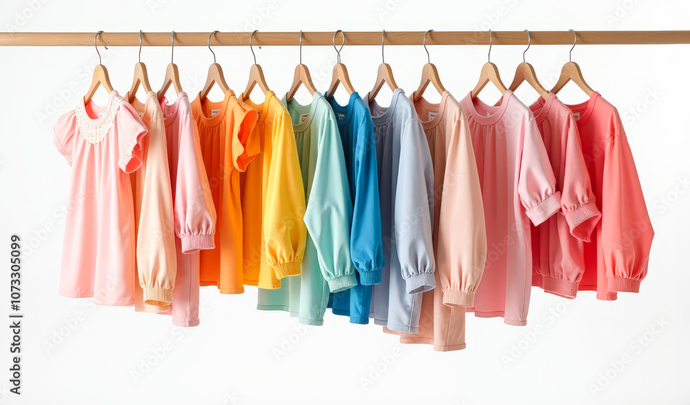 children's wardrobe, colorful clothes on a white background children's wardrobe, colorful clothes on a white background