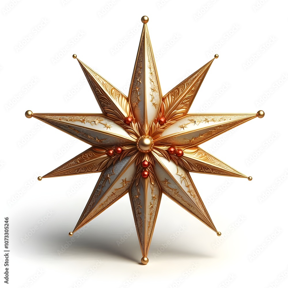 Golden Christmas Star Jewels Sticker Vector Art Illustration on White Background Golden Christmas Star Jewels Sticker Vector Art Illustration on White Background