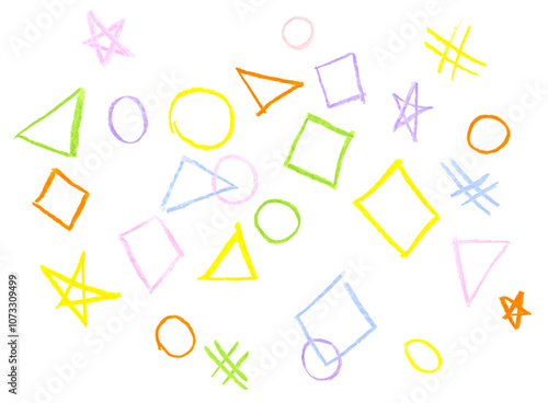 Painted geometric doodles isolated for abstract background or colorful geometric pattern and children's wallpaper 