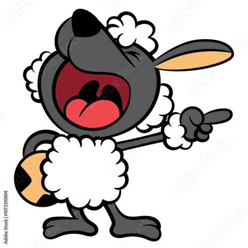 Cute little lamb cartoon characters, get angry while playing ball with friends. Best for sticker, logo, and mascot with sport themes for kids