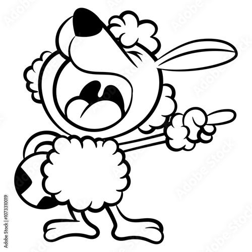 Cute little lamb cartoon characters, get angry while playing ball with friends. Best for outline, logo, and coloring book with sport themes for kids