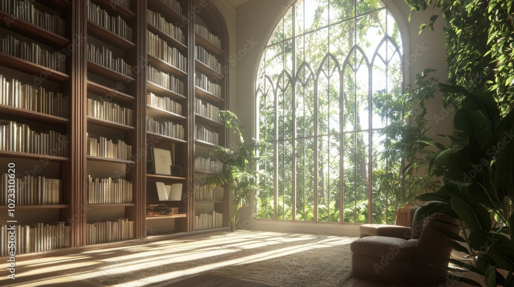 Modern Spanish Style Artistic Home Library with Floor-to-Ceiling Bookshelves and Cozy Reading Nook under Natural Light | Ultra-Detailed Interior Design Modern Spanish Style Artistic Home Library with Floor-to-Ceiling Bookshelves and Cozy Reading Nook under Natural Light | Ultra-Detailed Interior Design