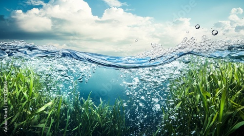 CO2 dynamics in aquatic systems, illustrating environmental balance in water ecosystems, stock photos, photo