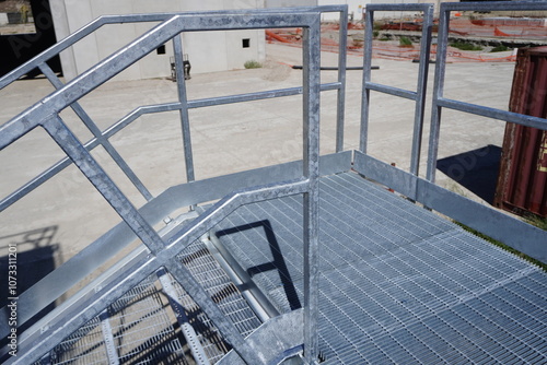 Fotografie Metal lattice platform and galvanized steel
