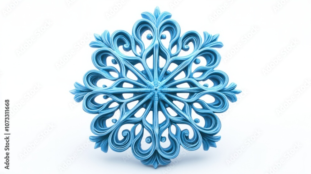 Cool blue snowflake icon for winter, intricate and detailed, isolated on white background Cool blue snowflake icon for winter, intricate and detailed, isolated on white background