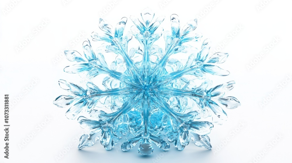 Detailed snowflake icon in light blue for winter, isolated on white Detailed snowflake icon in light blue for winter, isolated on white