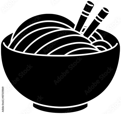 food illustration bowl silhouette meal logo noodles icon delicious outline fresh tasty pasta cuisine fried asian spicy ring rings shape and vector graphic background