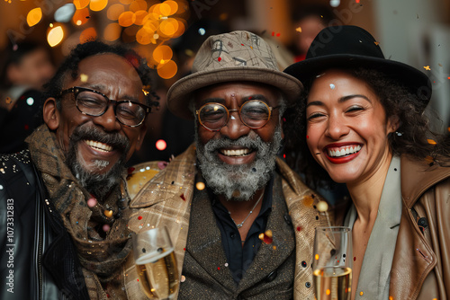 Three people are smiling and posing for a photo