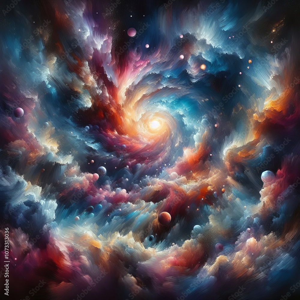 Acrylic painting of an abstract cosmic nebula Acrylic painting of an abstract cosmic nebula
