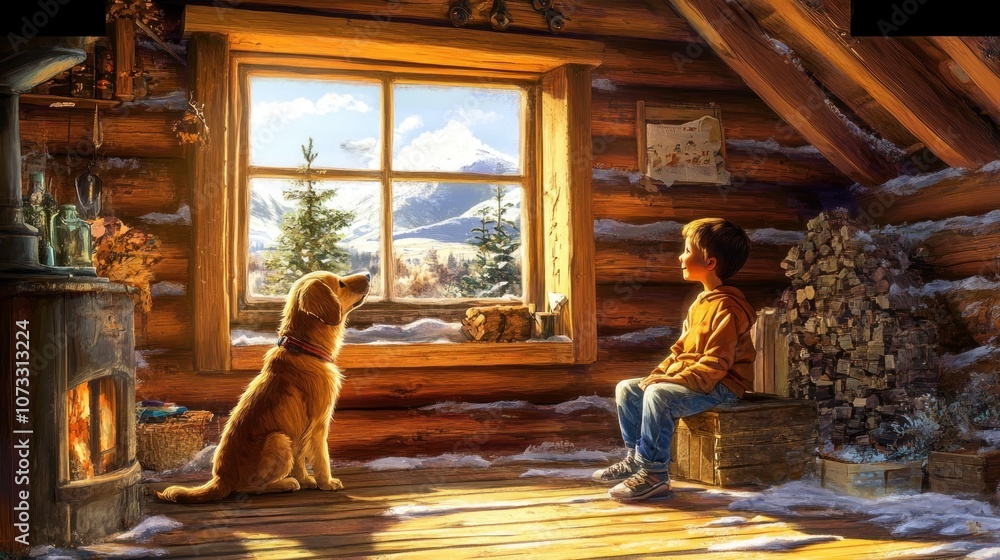 Fototapeta premium Cozy Cabin with a View