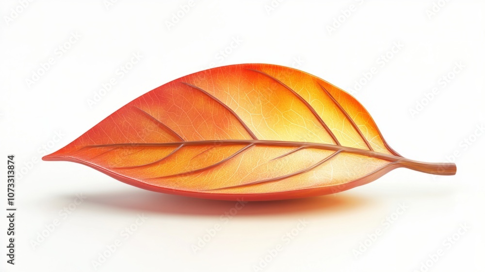 Warm orange autumn leaf icon in 3D, isolated on white background Warm orange autumn leaf icon in 3D, isolated on white background
