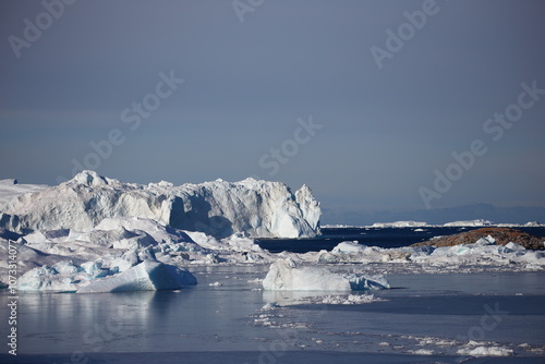 Icebergs and frigid scenery in Greenland, Arctic