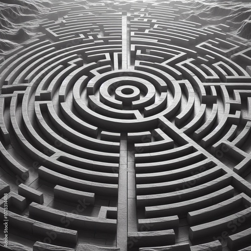 Wallpaper Mural Labyrinth A grayscale depiction of a labyrinth symbolizing intro Torontodigital.ca