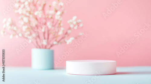 Wallpaper Mural Abstract background Minimalist white display with pastel background and flowers Torontodigital.ca