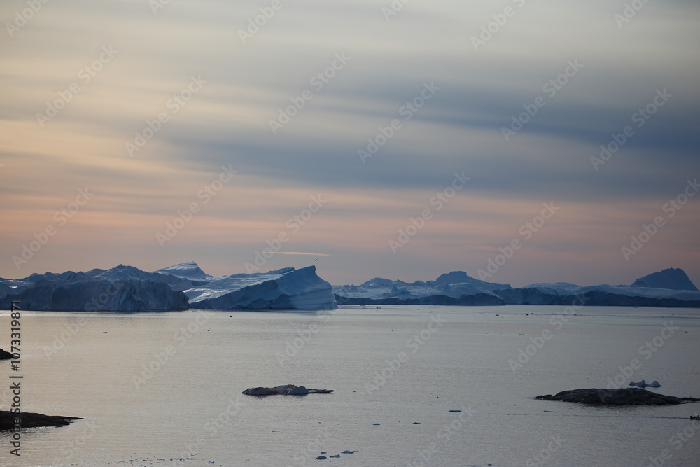 Icebergs and frigid scenery in Greenland, Arctic Icebergs and frigid scenery in Greenland, Arctic