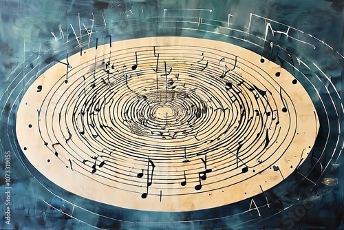 echoing notes a series of concentric circles filled with music n photo