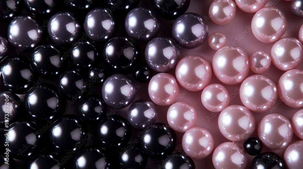 3D various pearls black and pink jewellery fashion elegant luxury background 3D various pearls black and pink jewellery fashion elegant luxury background