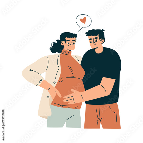 Pregnancy Planning with Young Man and Woman Vector Illustration