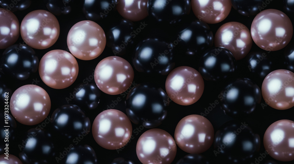 3D various pearls black and pink jewellery fashion elegant luxury background 3D various pearls black and pink jewellery fashion elegant luxury background