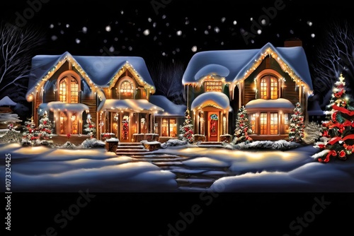 holiday lights houses adorned with twinkling holiday lights illu photo