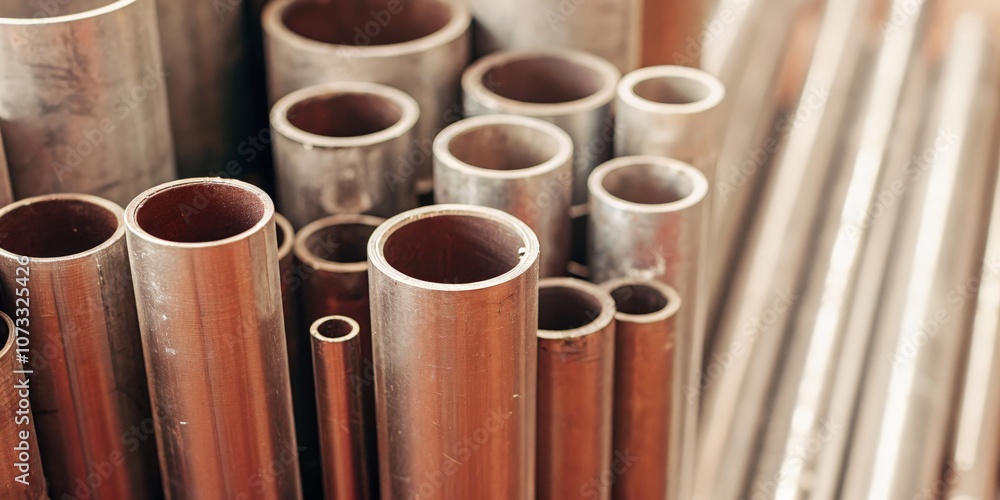 Stack of Copper Pipes with Industrial Look Stack of Copper Pipes with Industrial Look