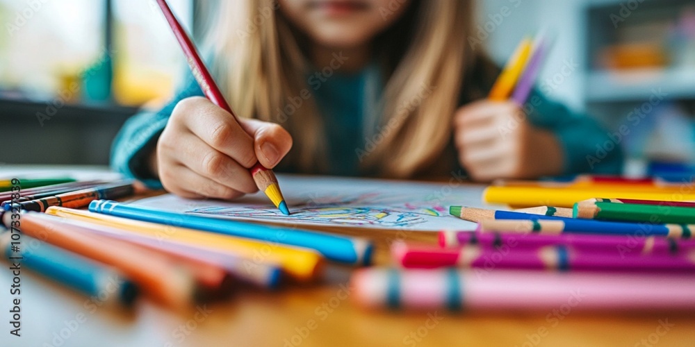 child drawing with crayons child drawing with crayons