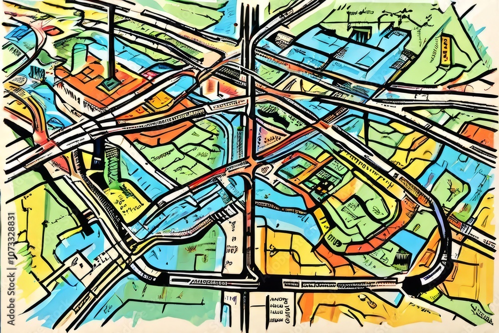 marker illustration of a complex subway system map marker illustration of a complex subway system map