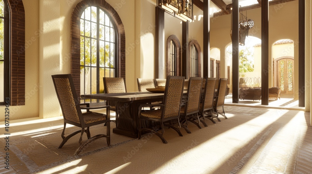 Elegant Fusion of Modern and Traditional Spanish Dining Room Design with Stylish Décor Elements Elegant Fusion of Modern and Traditional Spanish Dining Room Design with Stylish Décor Elements
