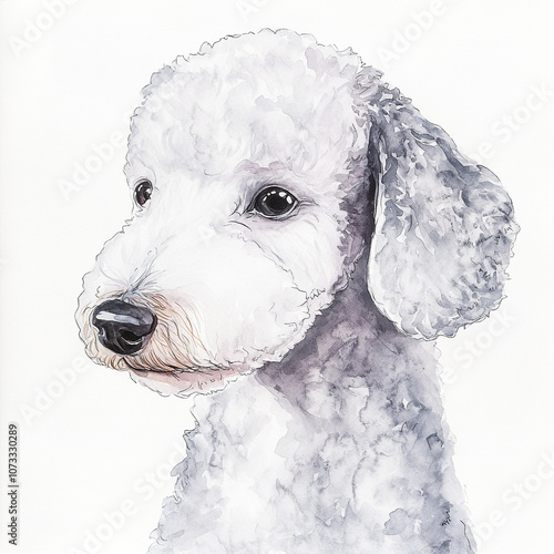 Bedlington Terrier Dog Watercolor: Cute And Creepy Pet Portrait for Animal Lovers photo