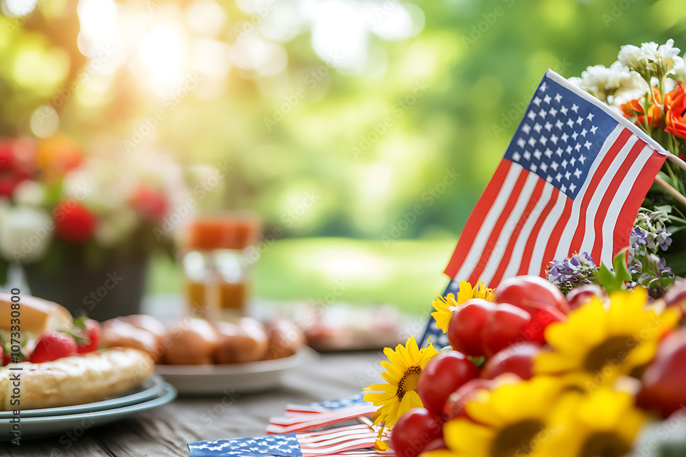 Obraz premium Celebrate united states independence day with family fireworks and american flags