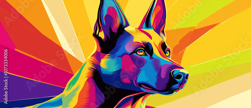 Belgian Laekenois Dog in Action: Close-Up Vector Illustration of Cool and Energetic Canine photo