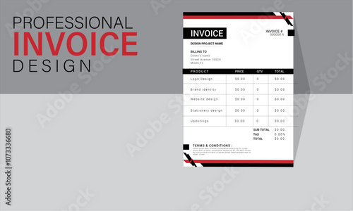 Minimal Corporate Business Invoice design template vector illustration bill from price invoice. modern and attractive invoice design template for your professional business.
