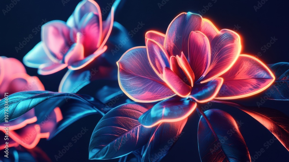 Neon Glowing Flowers: A Digital Art Exploration Neon Glowing Flowers: A Digital Art Exploration