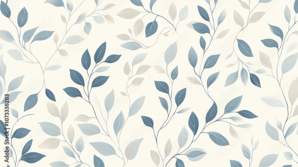 A subtle floral seamless pattern with delicate leaves and vines in light pastels, creating a soothing and elegant background ideal for textiles, stationery, or home decor A subtle floral seamless pattern with delicate leaves and vines in light pastels, creating a soothing and elegant background ideal for textiles, stationery, or home decor