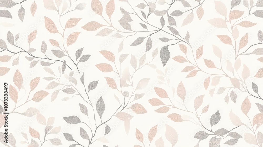 A subtle floral seamless pattern with delicate leaves and vines in light pastels, creating a soothing and elegant background ideal for textiles, stationery, or home decor A subtle floral seamless pattern with delicate leaves and vines in light pastels, creating a soothing and elegant background ideal for textiles, stationery, or home decor