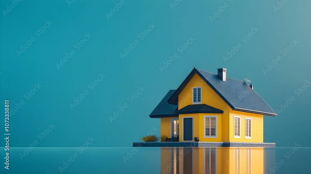 Yellow House Reflecting in Water Minimalist Architecture Modern Home Design Yellow House Reflecting in Water Minimalist Architecture Modern Home Design