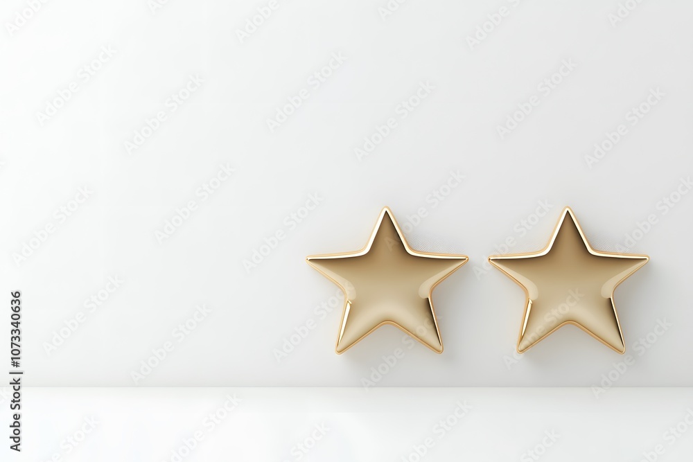 Three golden stars on a white background – Symbolising excellence, achievement, and elegance with a simple, yet striking design Three golden stars on a white background – Symbolising excellence, achievement, and elegance with a simple, yet striking design