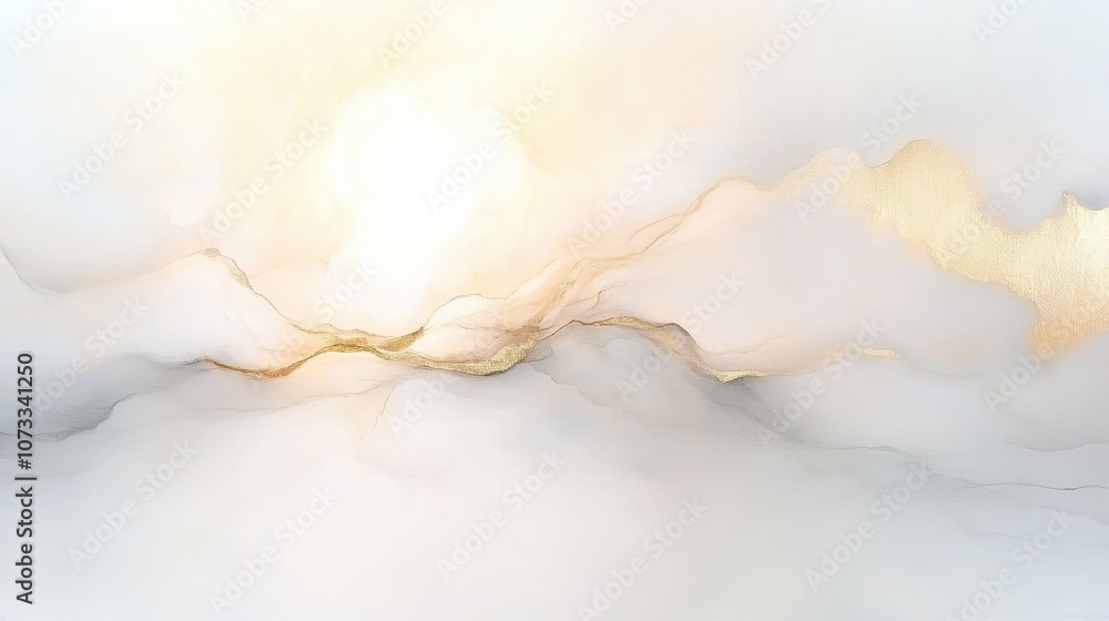 A painting of a mountain range with a sun in the sky A painting of a mountain range with a sun in the sky