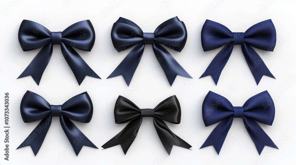 Blue and Black Satin Ribbon Bows for Gift Wrapping Blue and Black Satin Ribbon Bows for Gift Wrapping