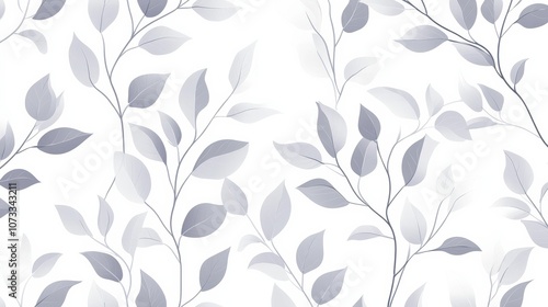 A minimalist vector seamless pattern with elegant lines and simple botanical motifs, such as leaves and branches, in monochromatic tones