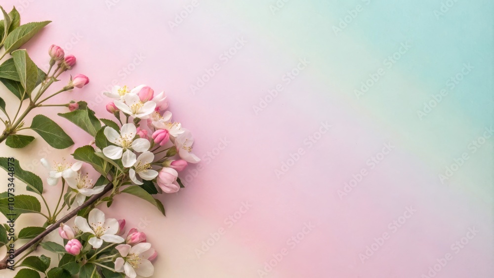 Delicate pink and white blossoms arranged on a soft pastel background, showcasing a serene and graceful spring scene. Delicate pink and white blossoms arranged on a soft pastel background, showcasing a serene and graceful spring scene.